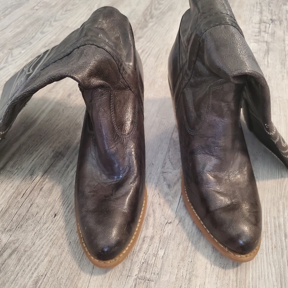 Metallic grey cowboy boots size 6.5 block heel western rodeo party shoes - Picture 4 of 14